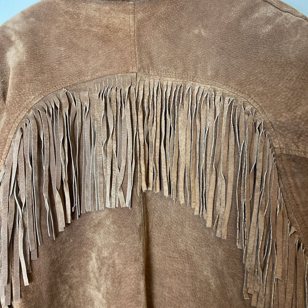 Vintage Leather Suede Fringe Jacket Women Large Brown Western Americana Cowgirl - Picture 8 of 8